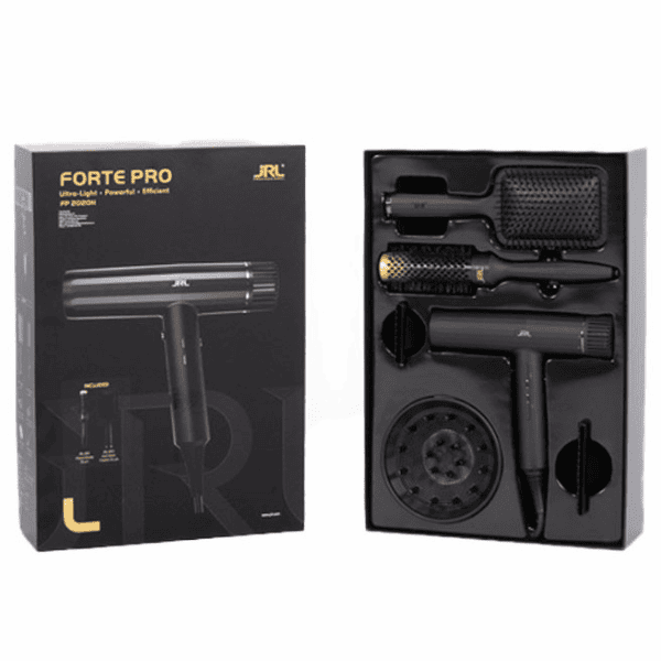 JRL® Pack Forte Pro Secador 2150W Negro + BR3 Cepillo Antiestático + JRL Multiplex Cepillo Redondo en Negro