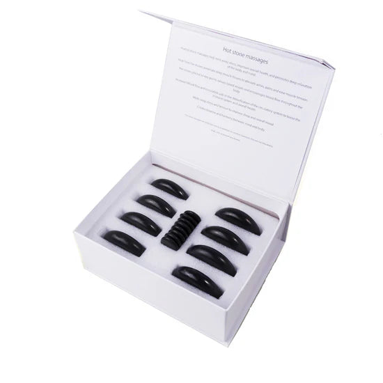 Juego de piedras calientes profesional | 16 piezas en caja de almacenamiento blanca