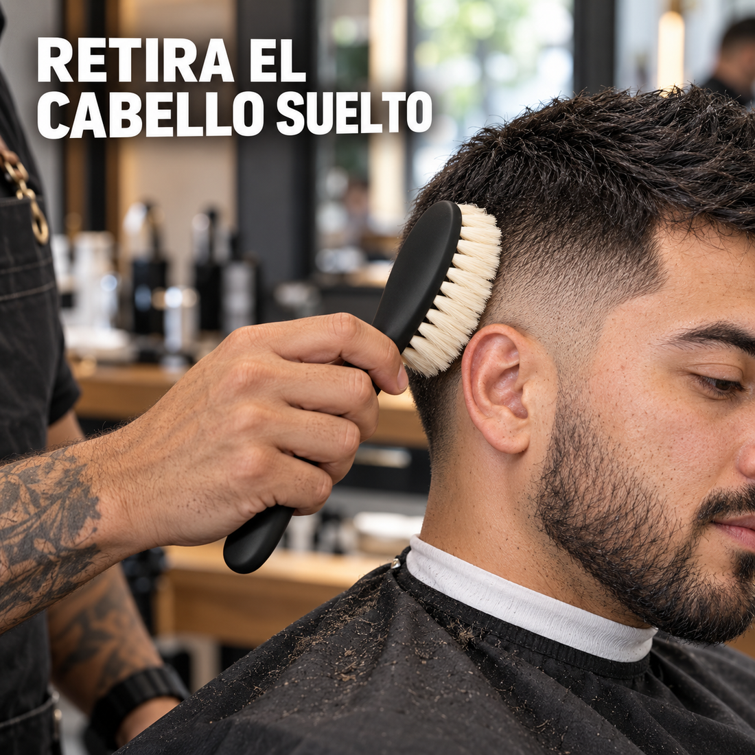 L3VEL3 – Cepillo para barbero Bristle Brush de cerdas suaves para degradados · 14,6 cm