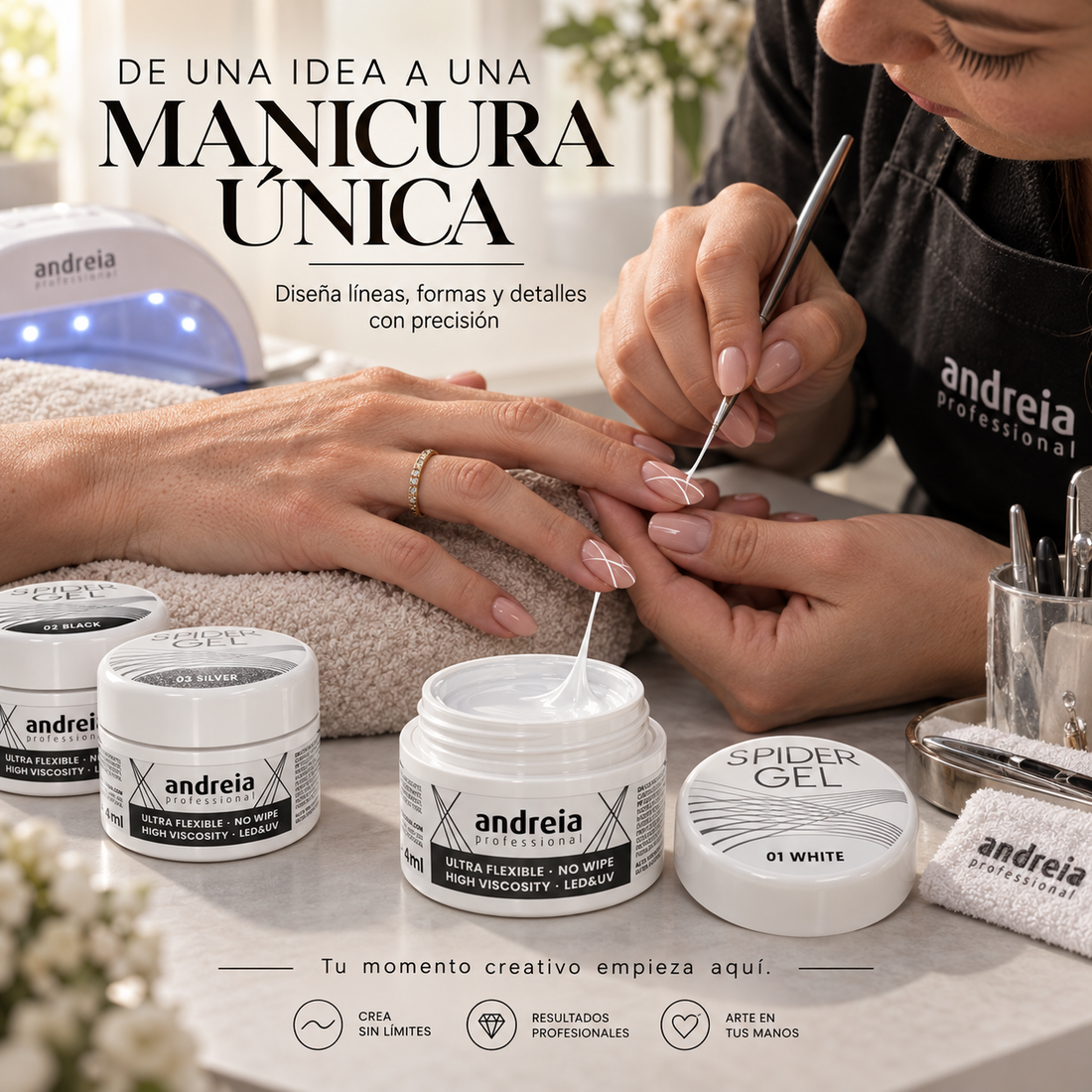 Andreia Professional – Gel para Nail Art Spider Gel de Alta Viscosidad 4 ml