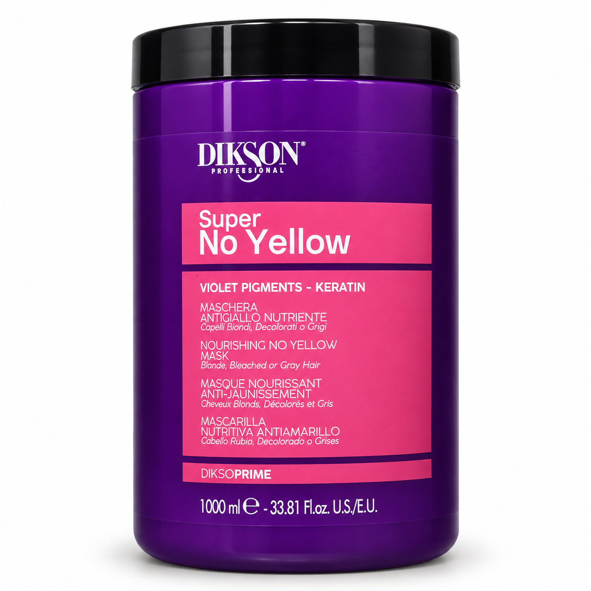 Dikson – Mascarilla antiamarilleo Super No Yellow para cabello rubio, decolorado o gris 500 / 1000 ml.