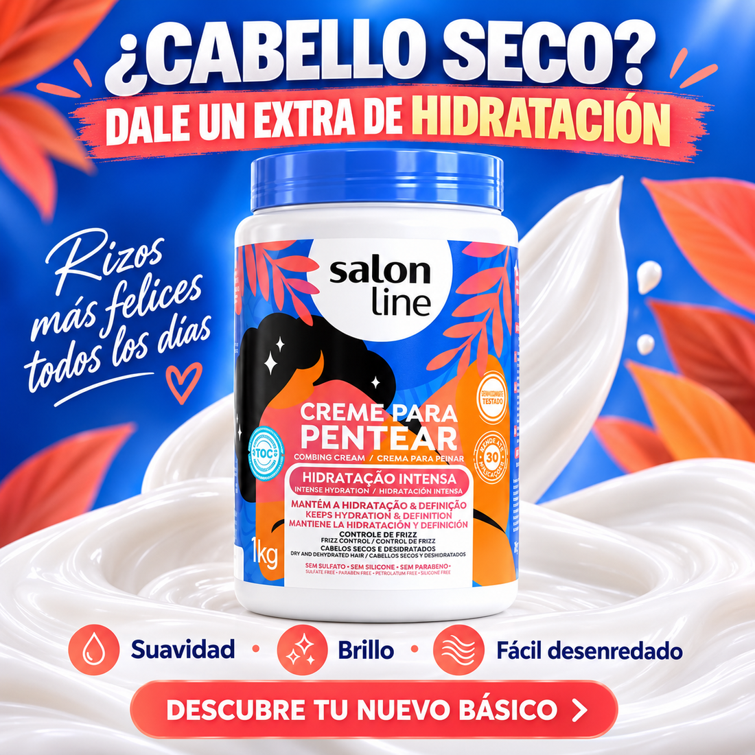 Salon Line – Crema para peinar hidratante para cabello seco 1 kg