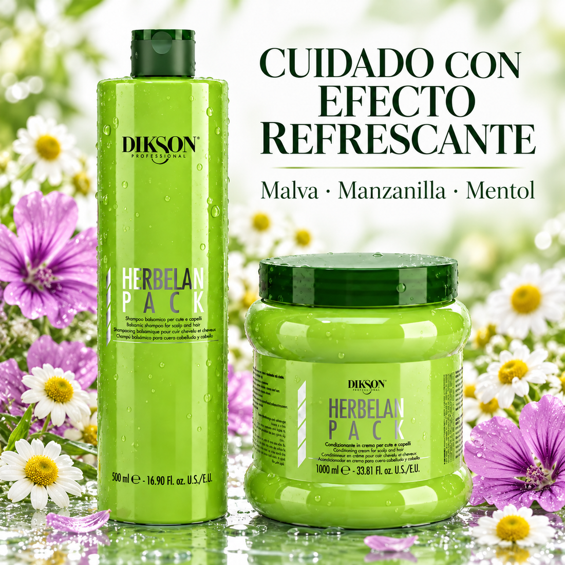 Dikson HerbelanPack – Dúo champú y acondicionador refrescante 500 ml + 1000 ml