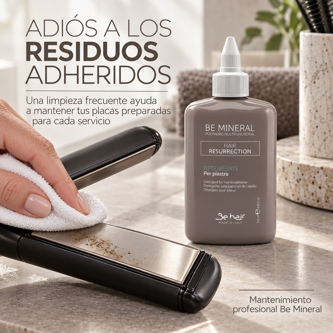 Be Mineral – Limpiador para Planchas de Cabello de Uso Profesional 250 ml