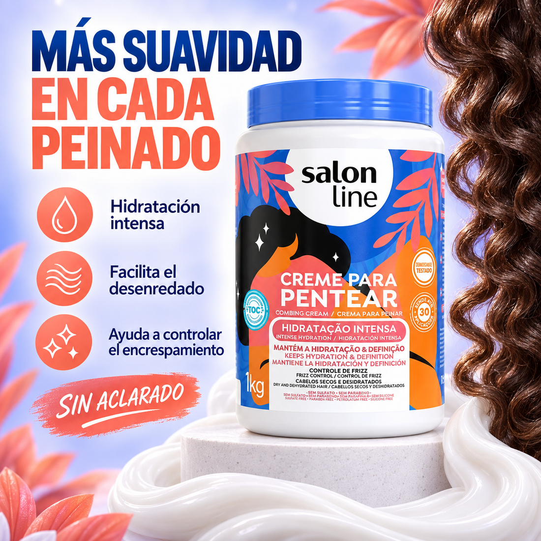 Salon Line – Crema para peinar hidratante para cabello seco 1 kg