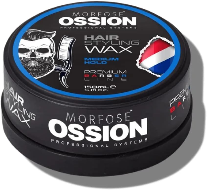 Morfose Barber Wax (Medium Hold), cera premium para el pelo para hombres, brillo natural, fácil aplicación, duradera, soluble en agua