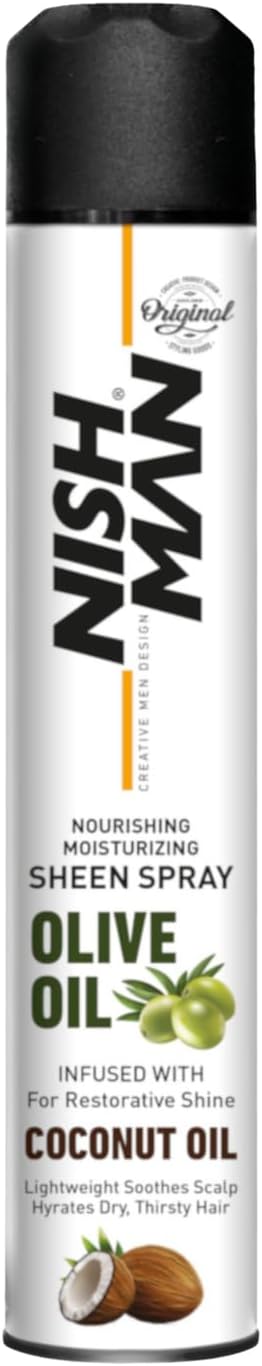 Nishman Spray Brillo de Aceite de Oliva con Aceite de Coco 400ML - Nutre, Repara y Protege el Cabello - Acabado Brillante, Hidratación y Cuidado para Todo Tipo de Cabello