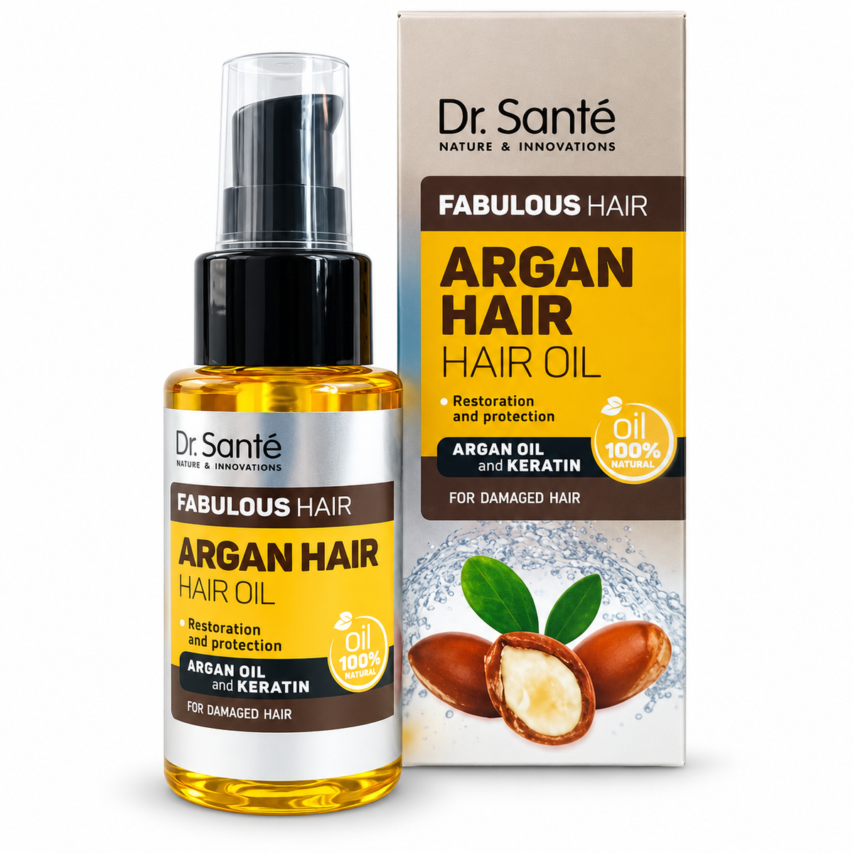 Dr. Santé – Aceite capilar para cabello dañado con argán y queratina 50 ml