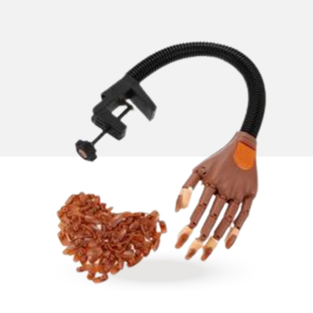 VAVCI® Manos DE PRÁCTICAS ARTICULADA con 100 Tips, acrilicas, Gel.