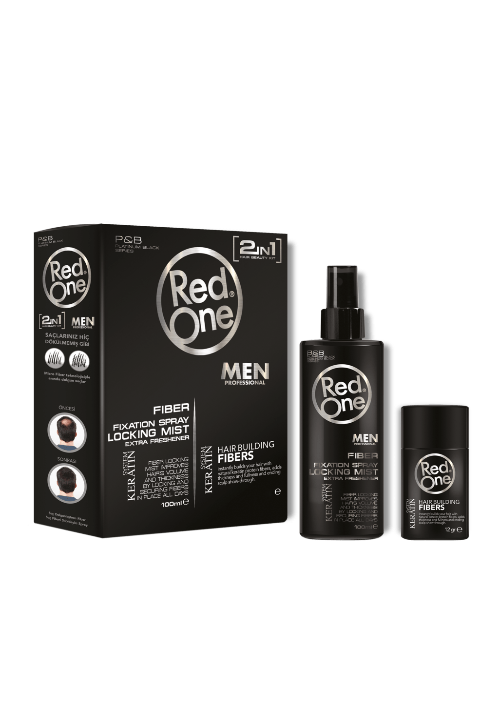 Red One Men Hair Building Fiber Topic -marrón oscuro 100 ml 12 gr