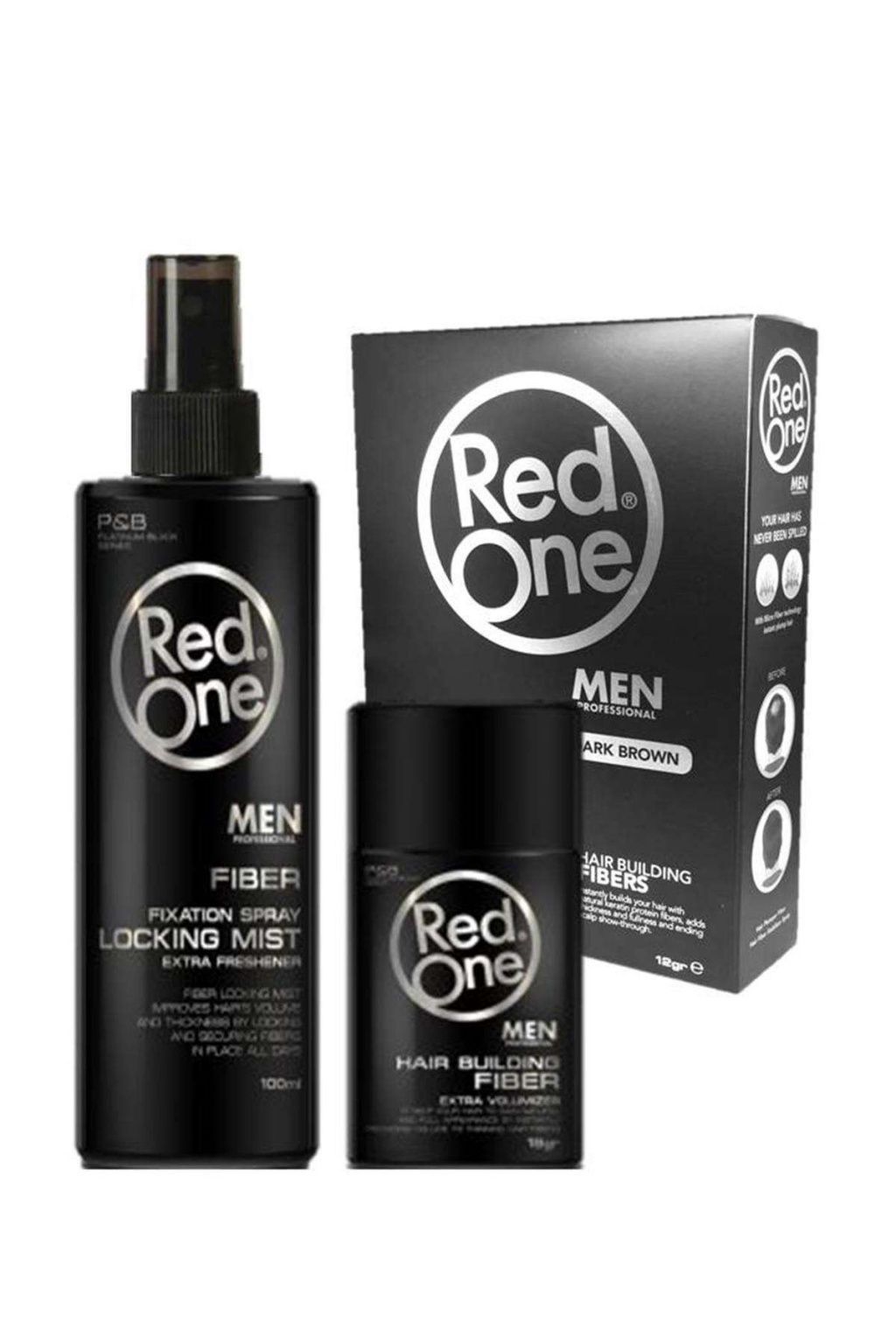 Red One Men Hair Building Fiber Topic -marrón oscuro 100 ml 12 gr