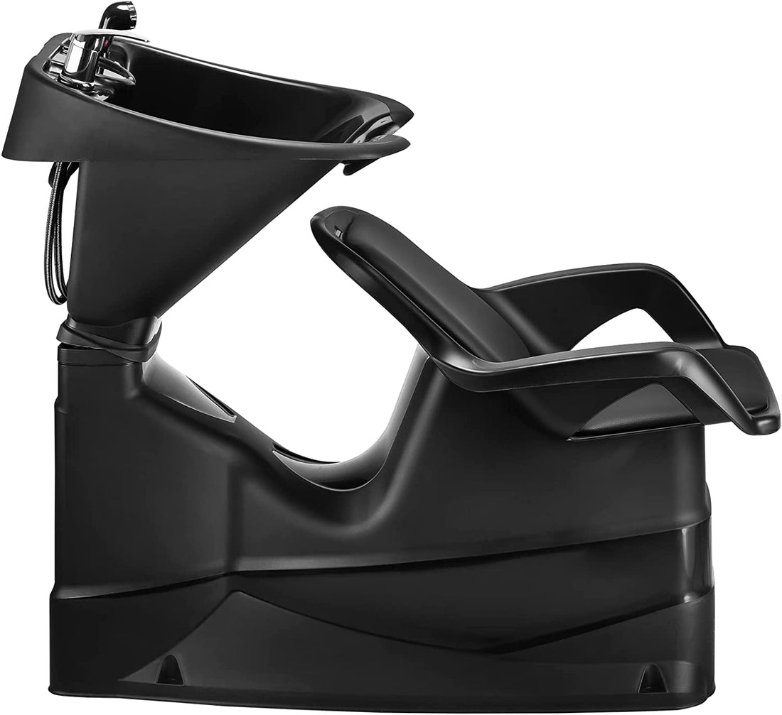 DOMPEL Lavacabezas con Sillones CHAMP RECLINABLE Salón Peluquería Barberos - MADE IN BRAZIL - MODELO EXCLUSIVO (NEGRO/NEGRO)