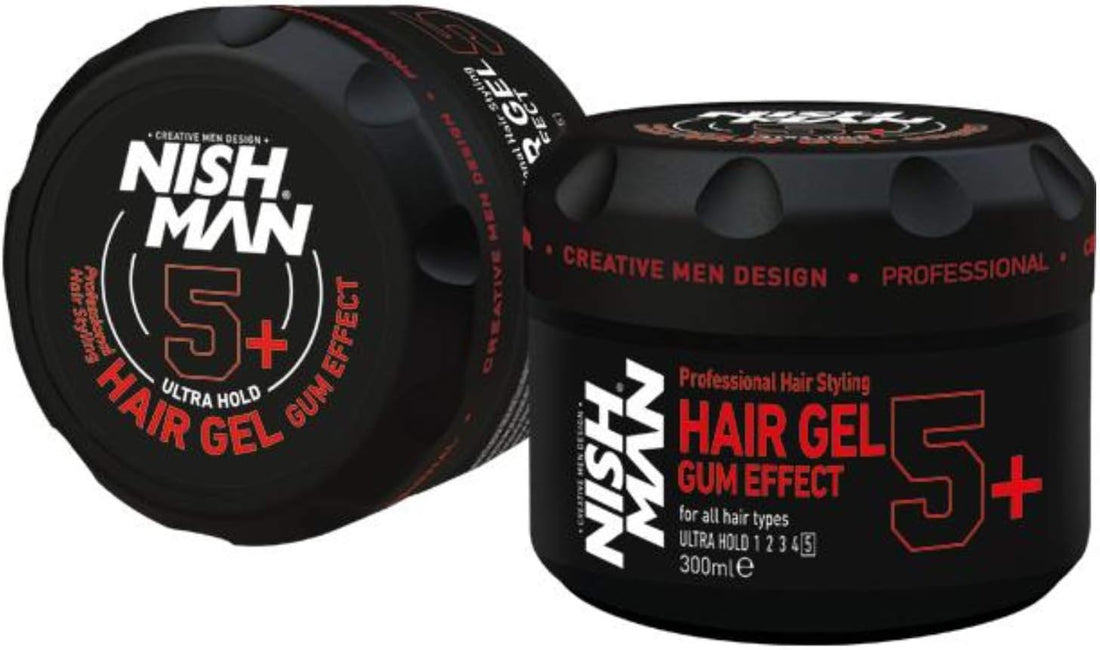 Nishman Gel Para El Cabello Con Efecto De Goma Ultra fuerte 5+: Fijación Extrafuerte 300ML