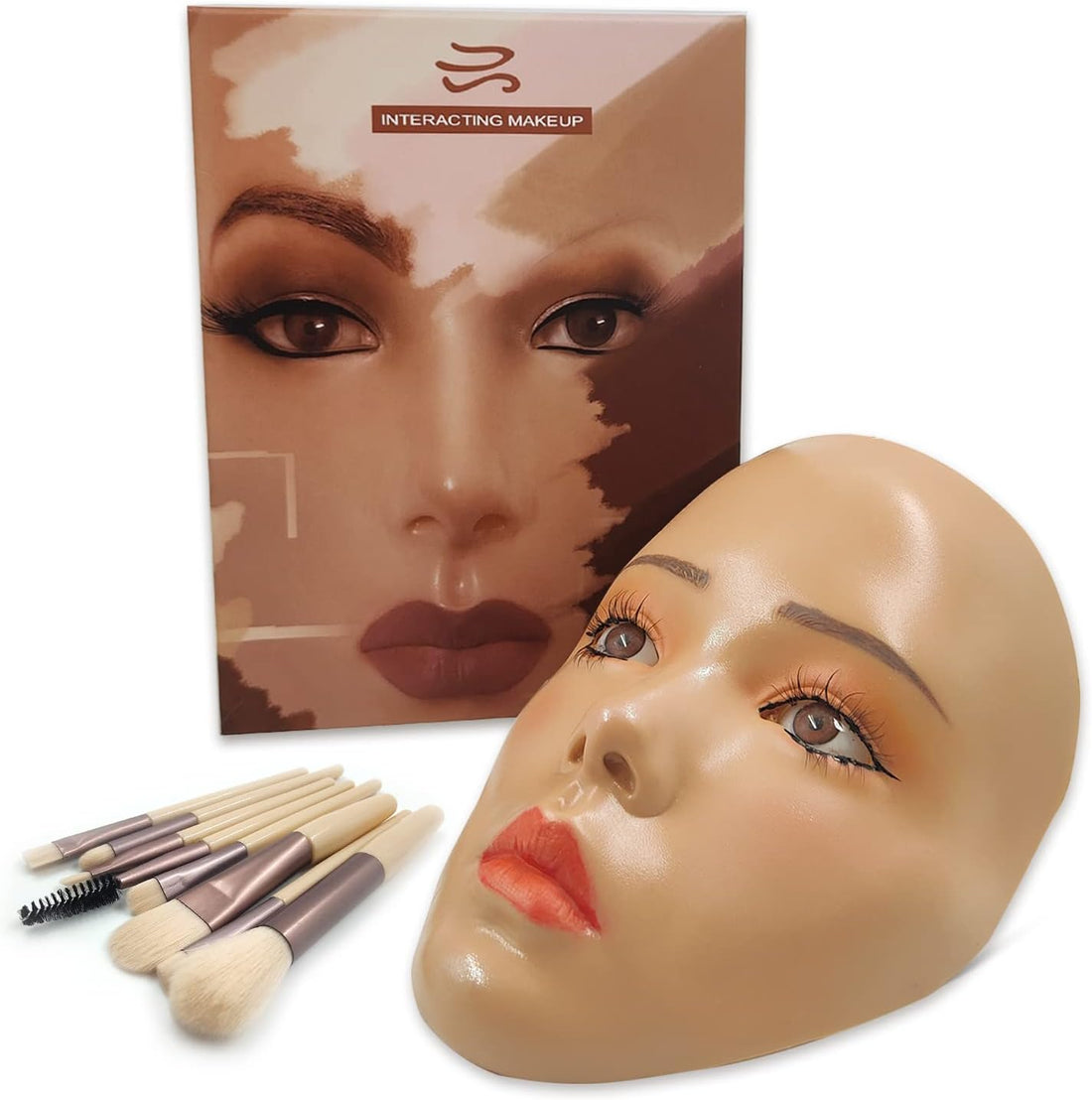 Cara de maniquí de maquillaje reutilizable, con soporte
