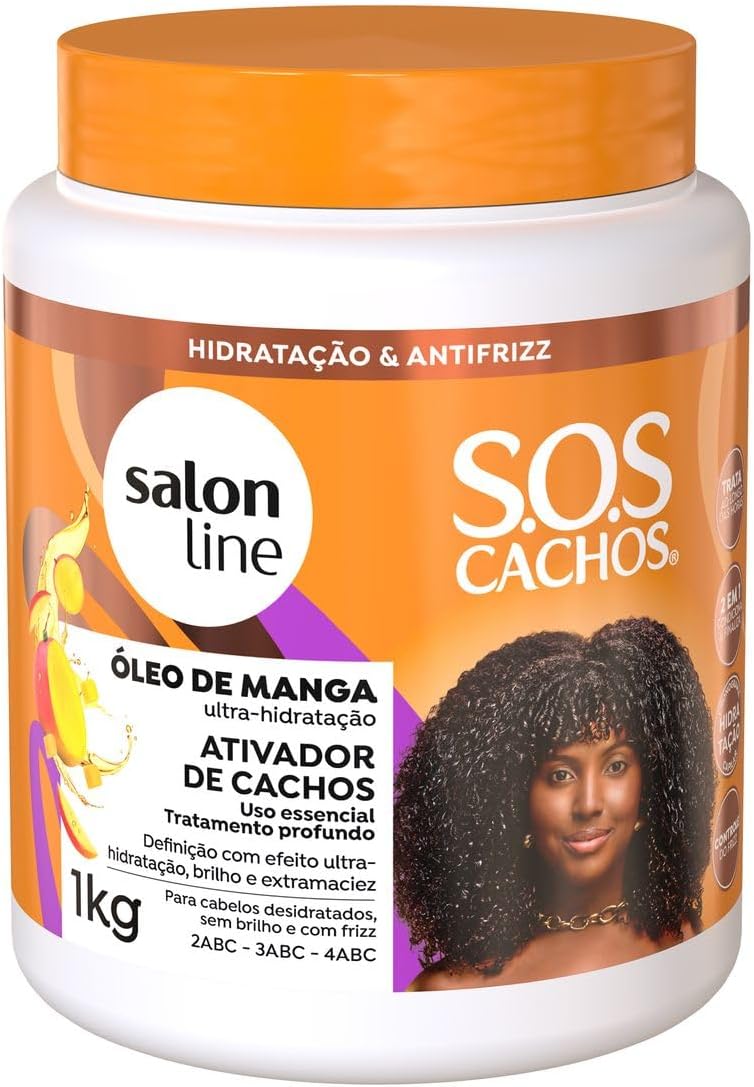 Salon Line - Activador de Rizos SOS Cachos - Definición y Nutrición con Aceite de Mango -1000 gr
