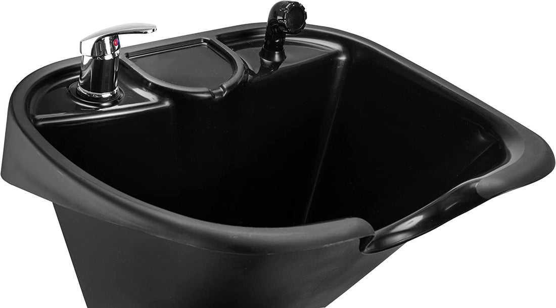 DOMPEL Lavacabezas con Sillones CHAMP RECLINABLE Salón Peluquería Barberos - MADE IN BRAZIL - MODELO EXCLUSIVO (NEGRO/NEGRO)
