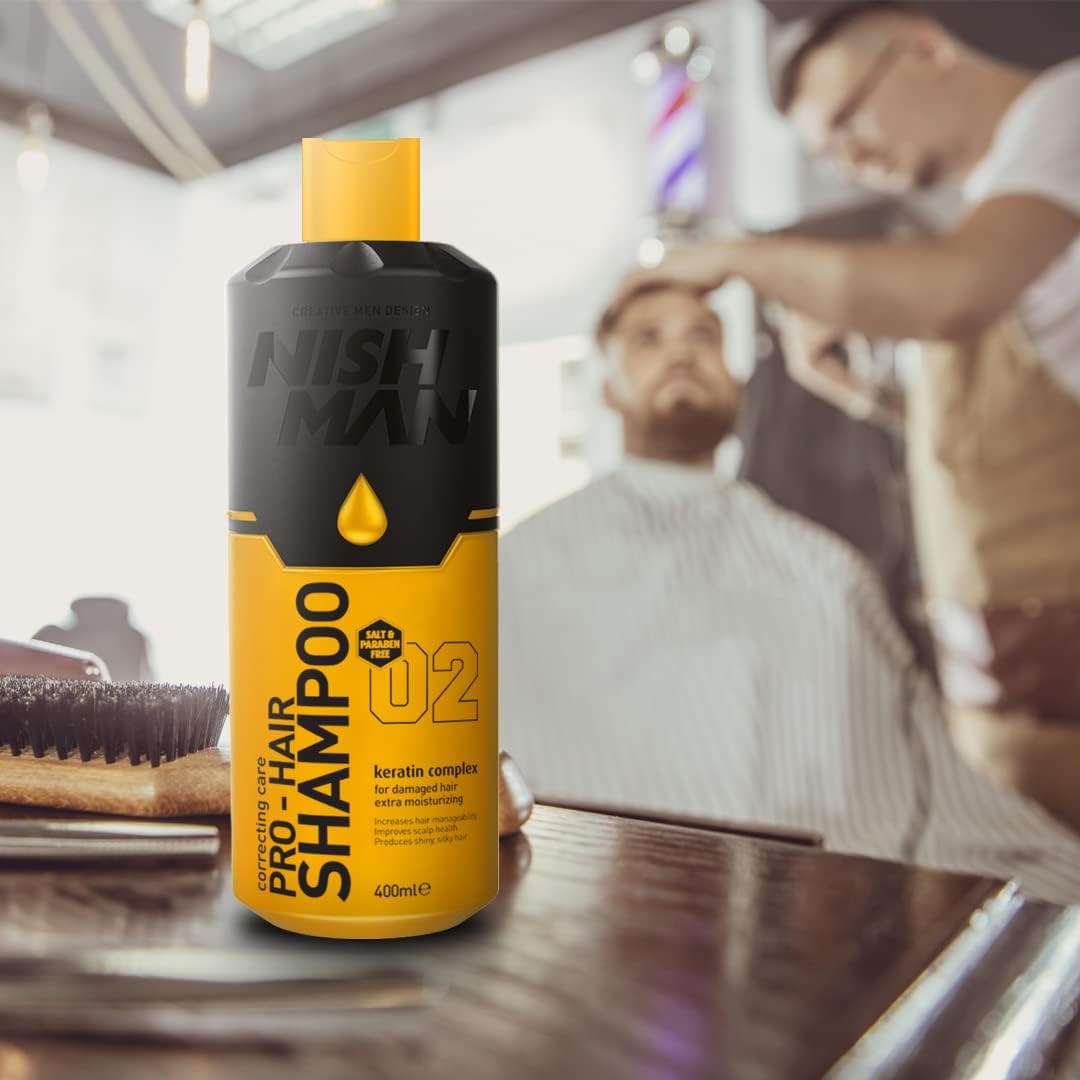 Nishman Hair Shampoo - Reparación Y Cuidado Del Cabello Sano Y Dañado - Cuidado Capilar De Lujo Para Todo Tipo De Cabello (400ML, Keratin Complex).