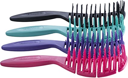 Kit con 4 Cepillos de pelo antiestático MAYA DOMPEL - 4 colores rosa, verde, negro y verde - desenredante cabello rizado - MADE IN BRAZIL