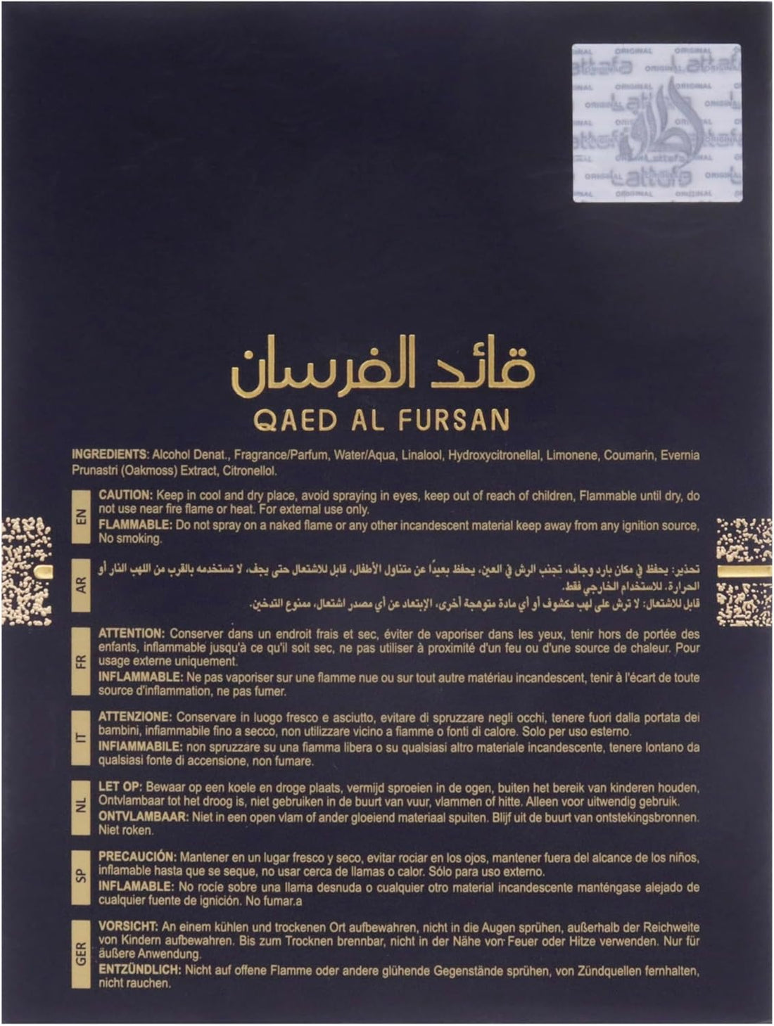 Lattafa Qaid Al Fursan for Men Eau de Perfume 90ml,