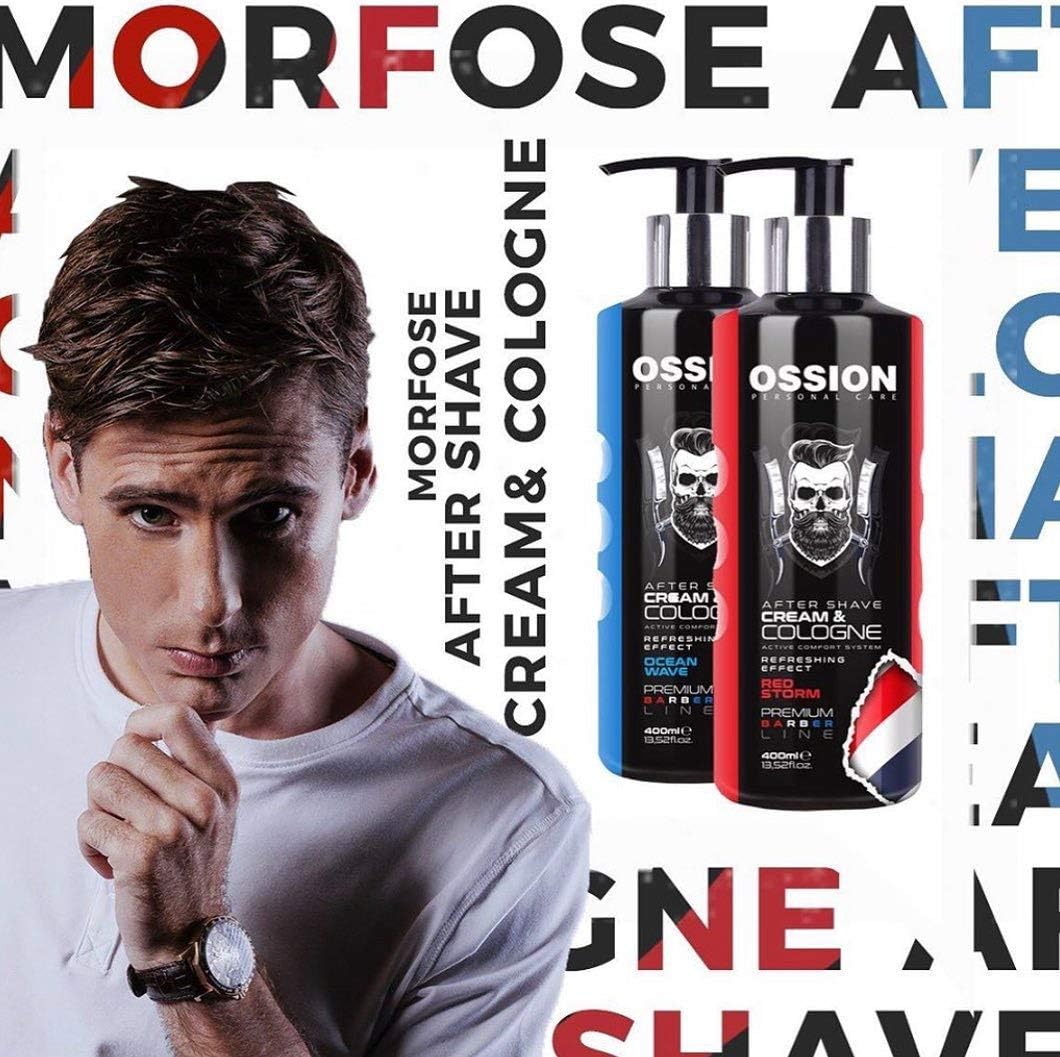 Morfose Ossion Premium Barber Line Series Crema para después del afeitado y Colonia Red Storm 400 ml