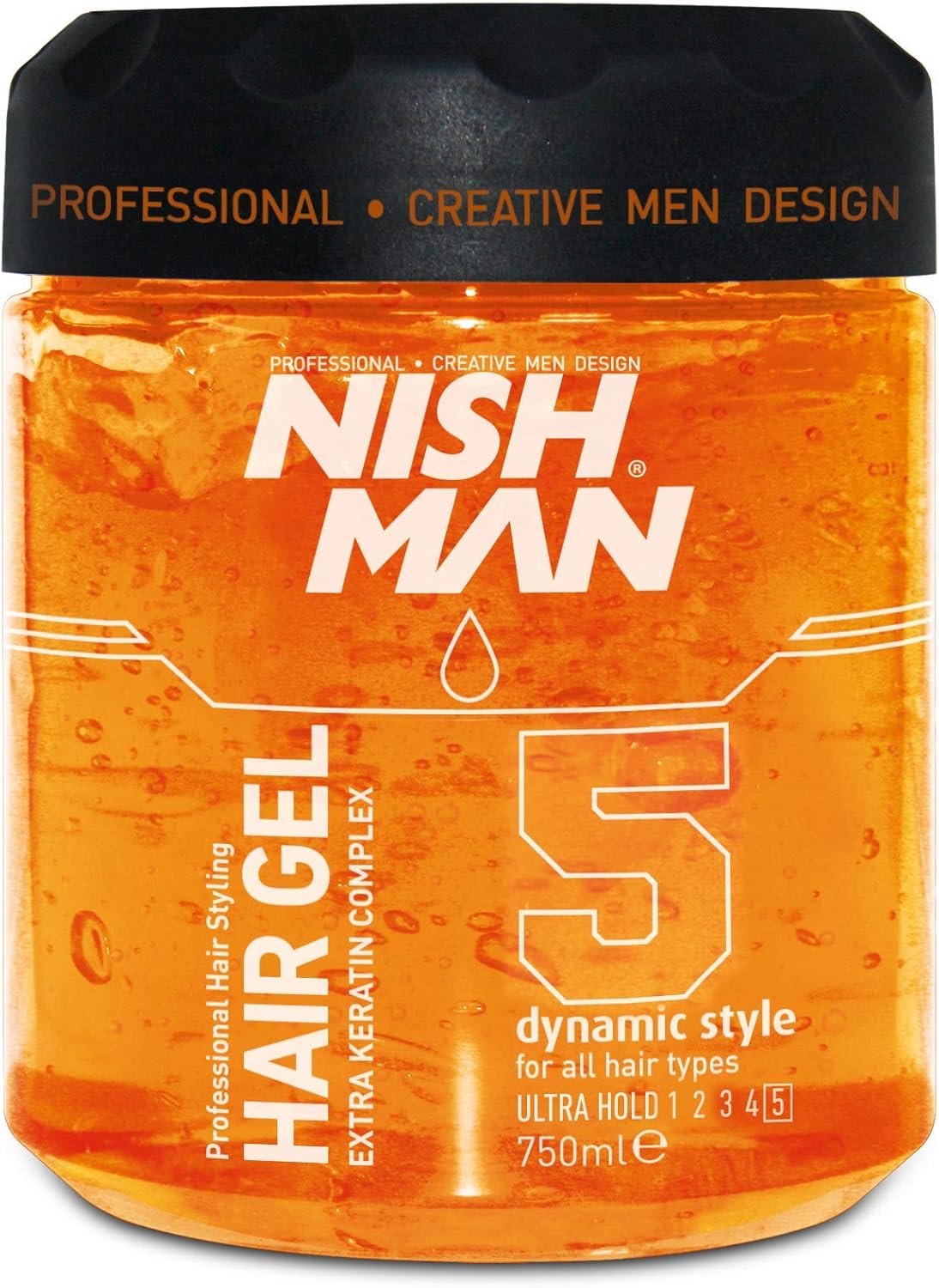 NISHMAN - HAIR GEL EXTRA KERATIIN COMPLEX 5 ULTRA HOLD GEL FIJADOR ULTRA FUERTE 750ml