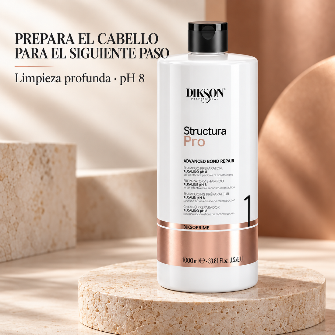 Dikson – Champú preparatorio alcalino Structura Pro pH 8 para reconstrucción capilar 1000 ml