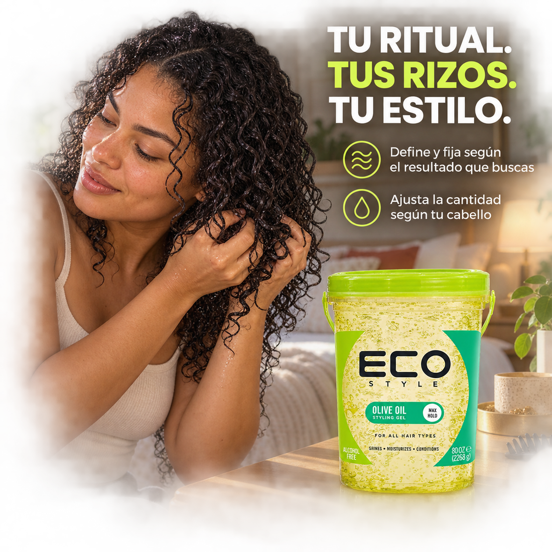 Eco Style – Gel de Peinado para Rizos con Fijación Máxima 2,36 kg