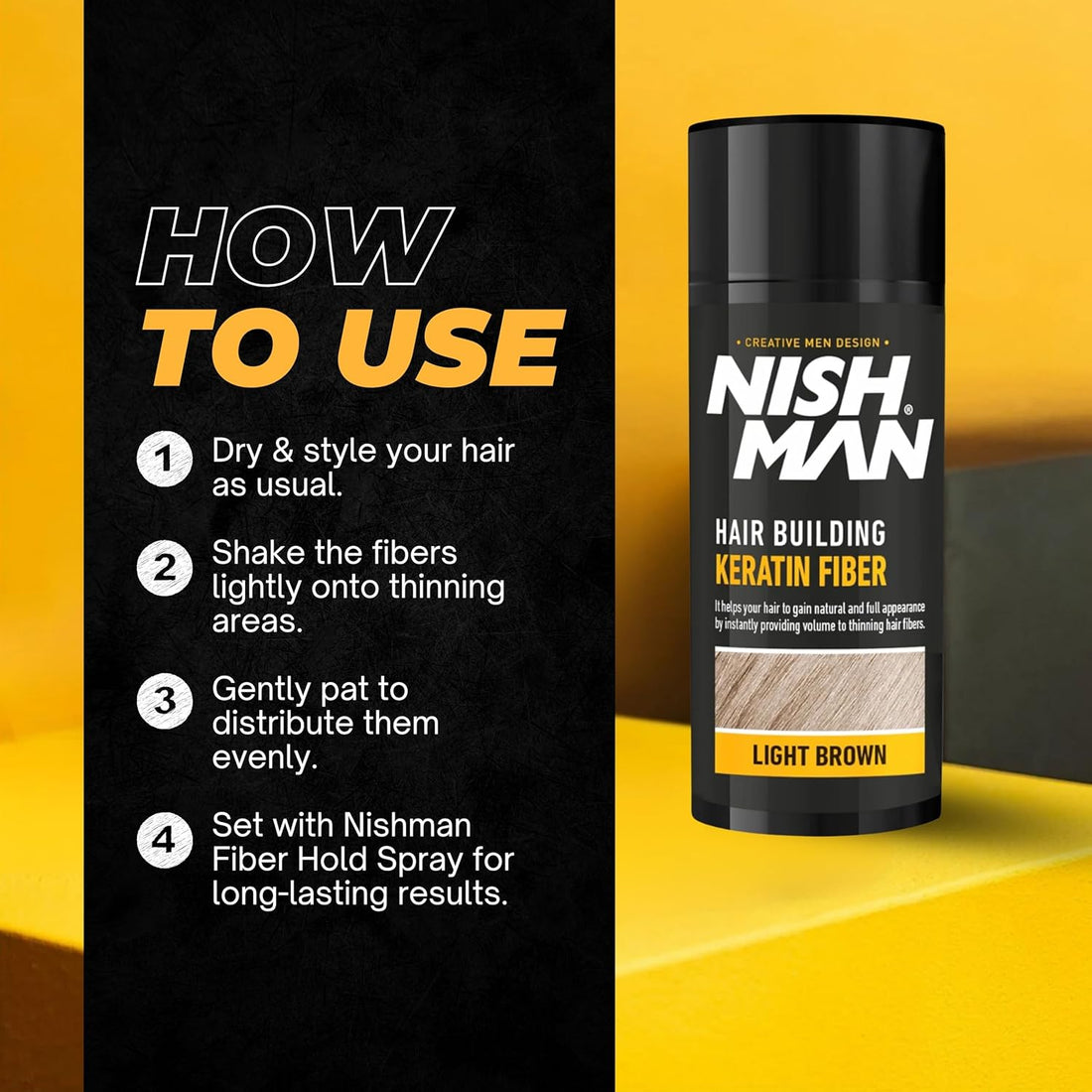 NISHMAN Hair Building Keratin Fiber - Marrón Claro 21g