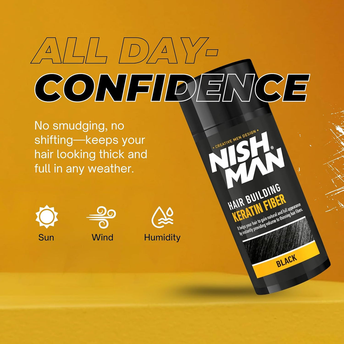 NISHMAN Hair Building Keratin Fiber - Negro 21g - Efecto Voluminoso Instantáneo para Cabello Fino - Potentes Fibras de Queratina para un Cabello de Apariencia Más Densa