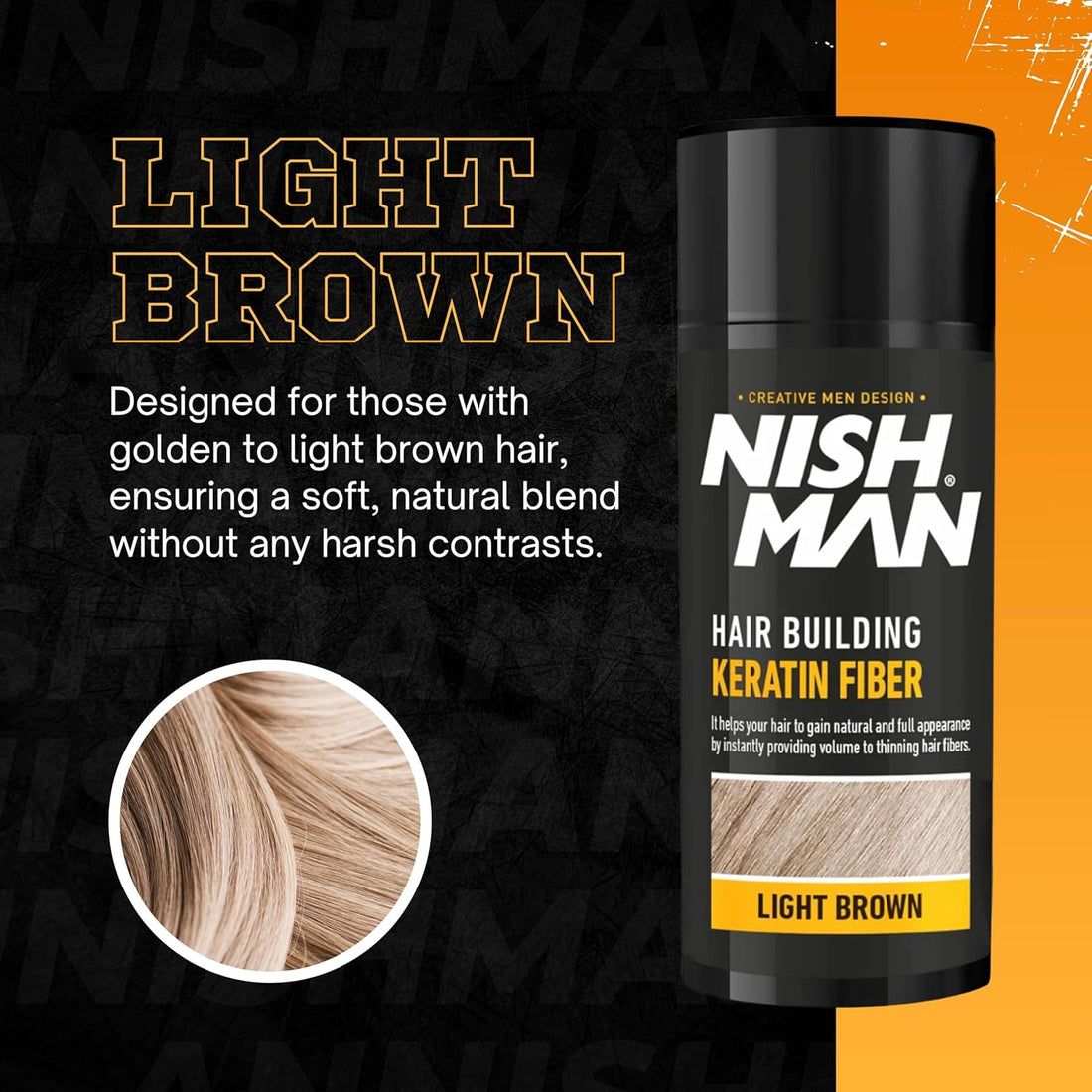 NISHMAN Hair Building Keratin Fiber - Marrón Claro 21g