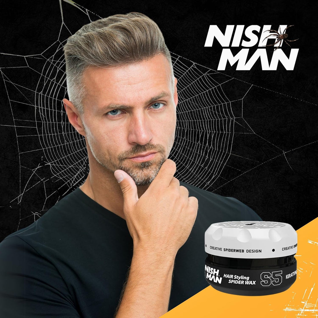 NISHMAN Cera Aqua Spider S5 - Keratin White 150g - Fijación Fuerte, Acabado Brillante y Estilizado Flexible para Todo Tipo de Cabello