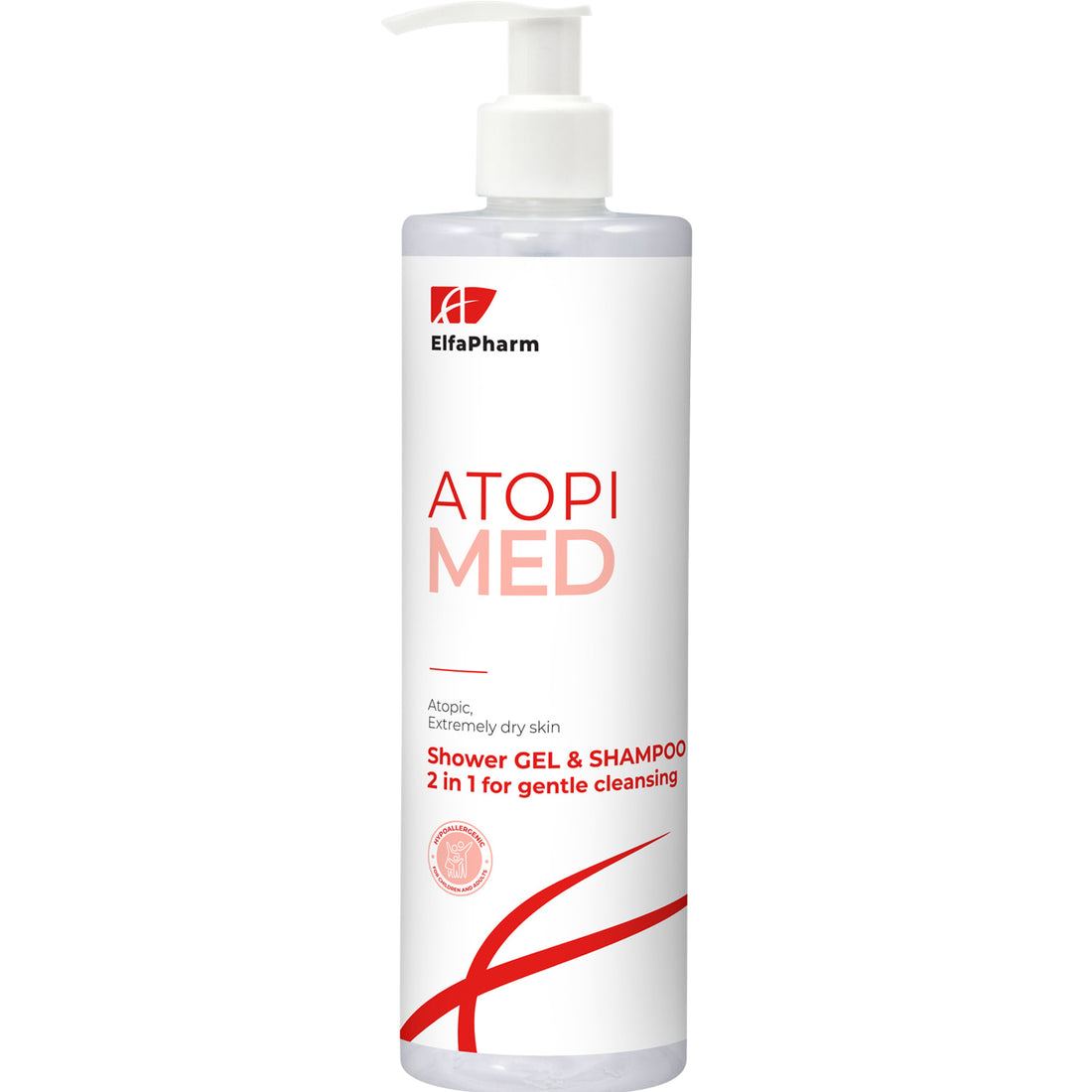 ELFA PHARM Atopi Med Gel-champú 2 en 1 para la limpieza de la piel atópica y extremadamente seca de bebés, niños y adultos 400 ml