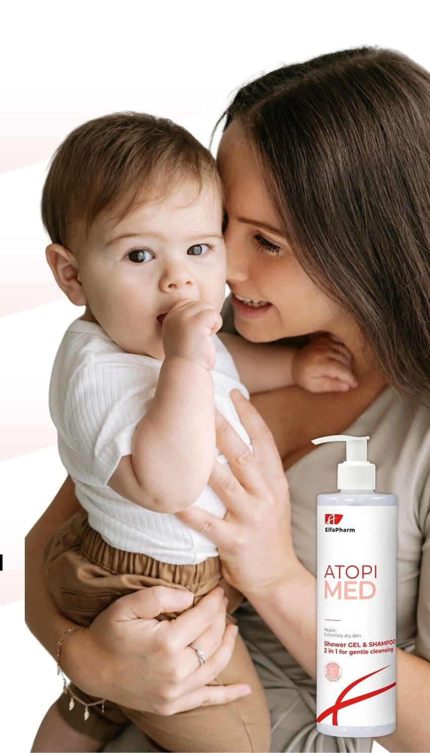 ELFA PHARM Atopi Med Gel-champú 2 en 1 para la limpieza de la piel atópica y extremadamente seca de bebés, niños y adultos 400 ml