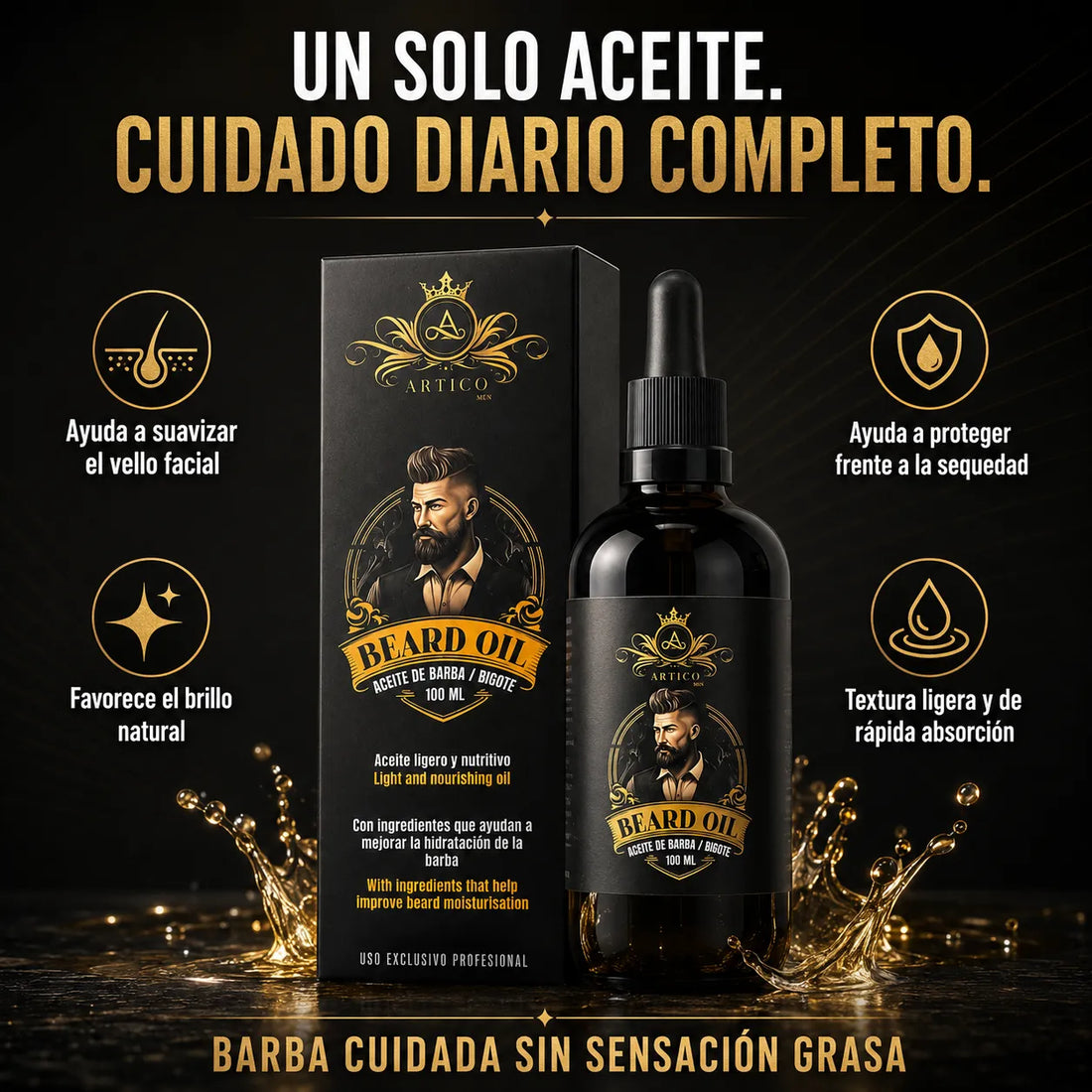 Ártico Men® – Aceite para la Barba Hidratante de Uso Diario 100ml
