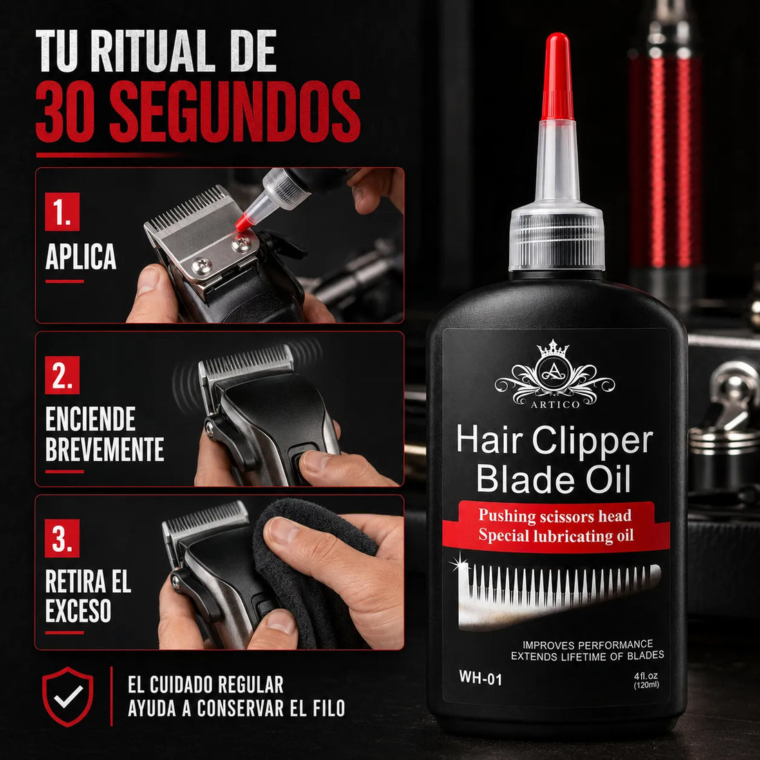 Ártico Men – Aceite para Cuchillas de Cortapelos Lubricante y Antióxido 120 ml