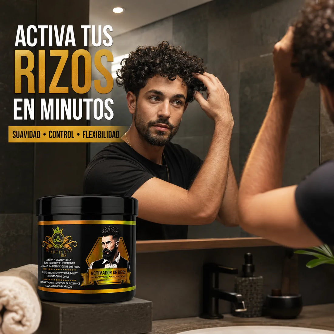 Artico Men – Activador de Rizos con Karité, Aloe Vera y Queratina para Cabello Rizado y Ondulado 500ml
