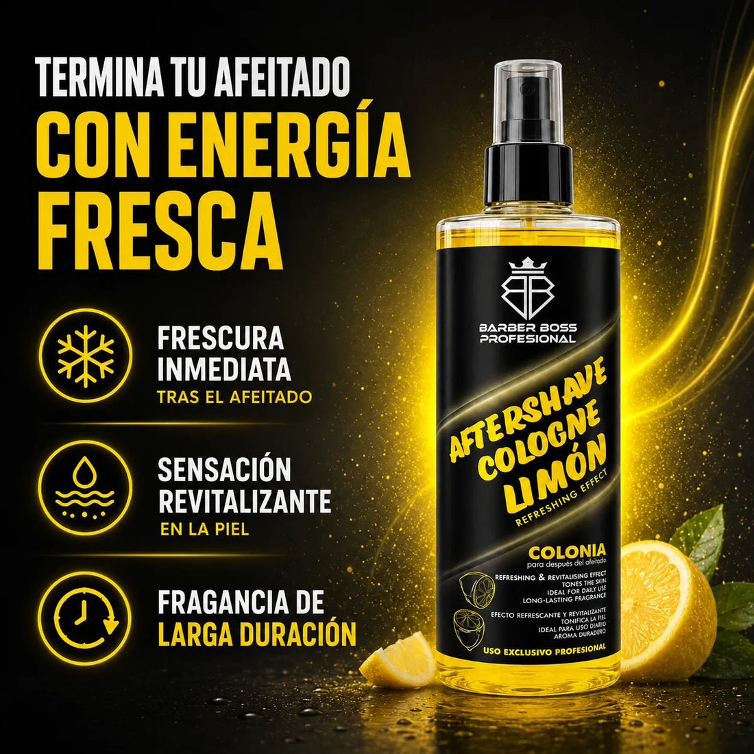 Barber Boss – Aftershave para Hombre Limón Refrescante 400 ml