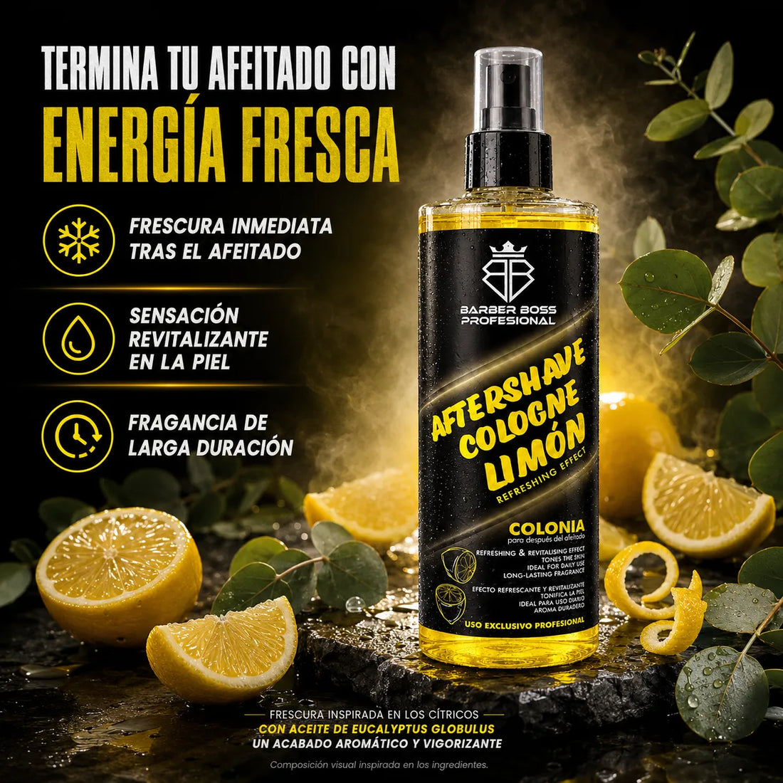 Barber Boss – Aftershave para Hombre Limón Refrescante 400 ml