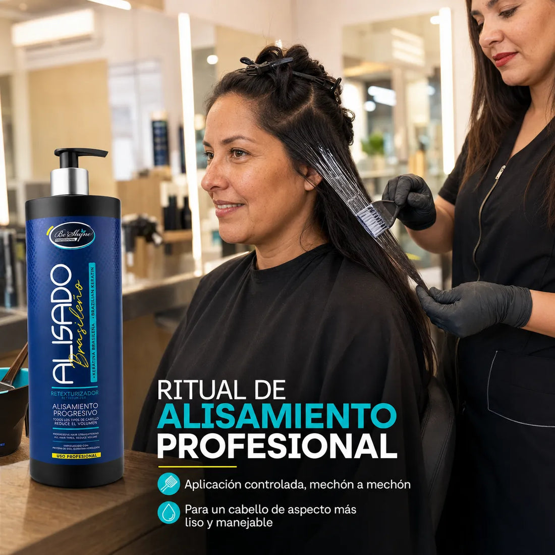 Be´Shyne® – Alisado de Keratina Brasileña Retexturizador para Todo Tipo de Cabello 1000ml