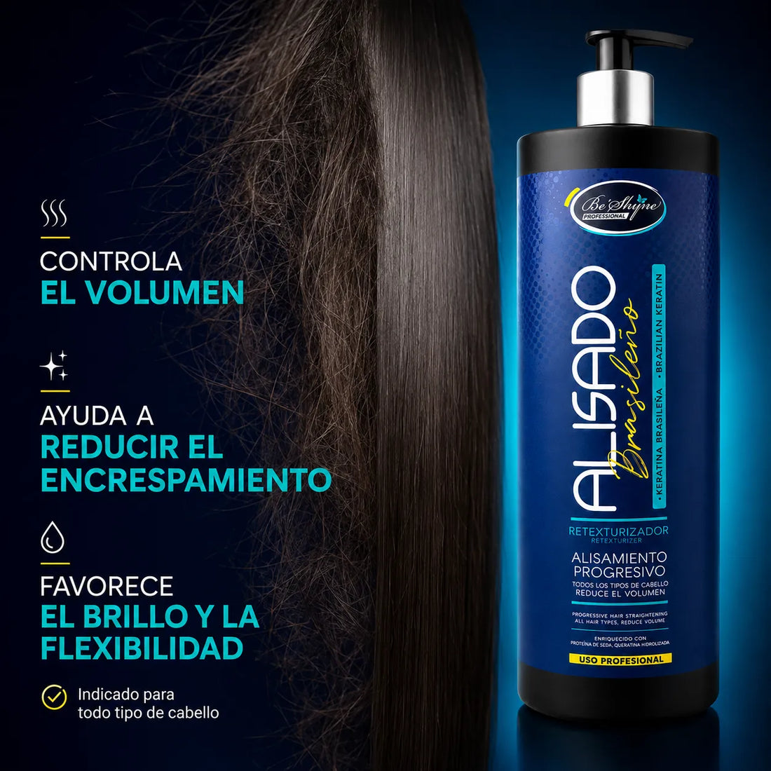 Be´Shyne® – Alisado de Keratina Brasileña Retexturizador para Todo Tipo de Cabello 1000ml