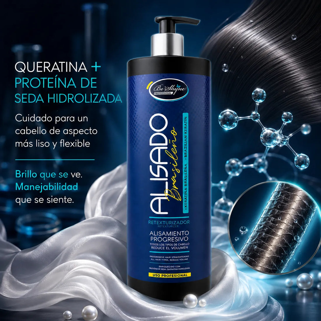 Be´Shyne® – Alisado de Keratina Brasileña Retexturizador para Todo Tipo de Cabello 1000ml