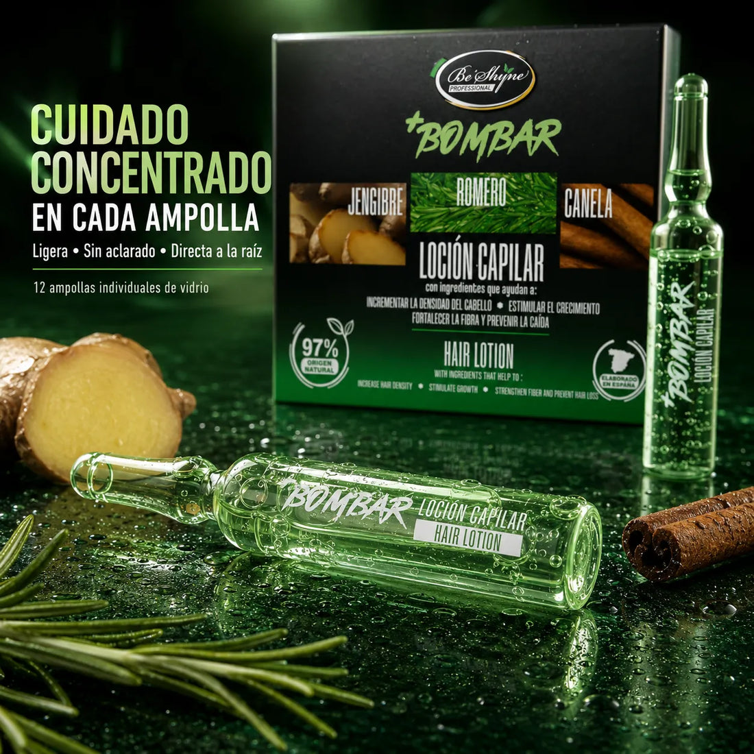 Be´Shyne – Ampollas +Bombar para cabello débil y fino 12 uds.