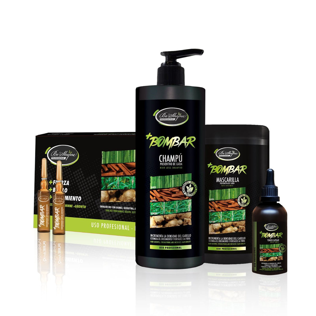 Be´Shyne – Ampollas +Bombar para cabello débil y fino 12 uds.