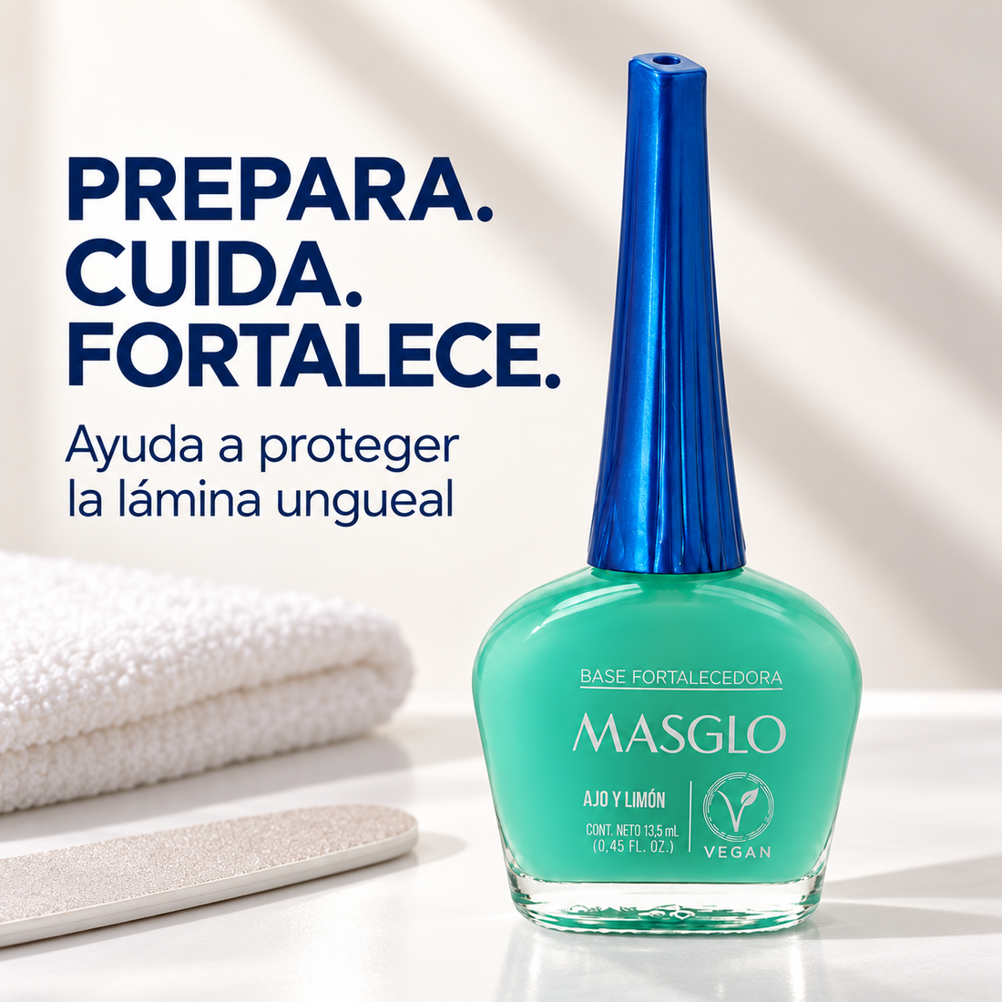 Masglo – Base Fortalecedora Ajo y Limón para Uñas Débiles 13,5 ml
