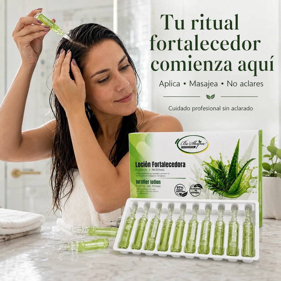 Beshyne – Loção fortalecedora capilar de uso profissional 10 × 10 ml