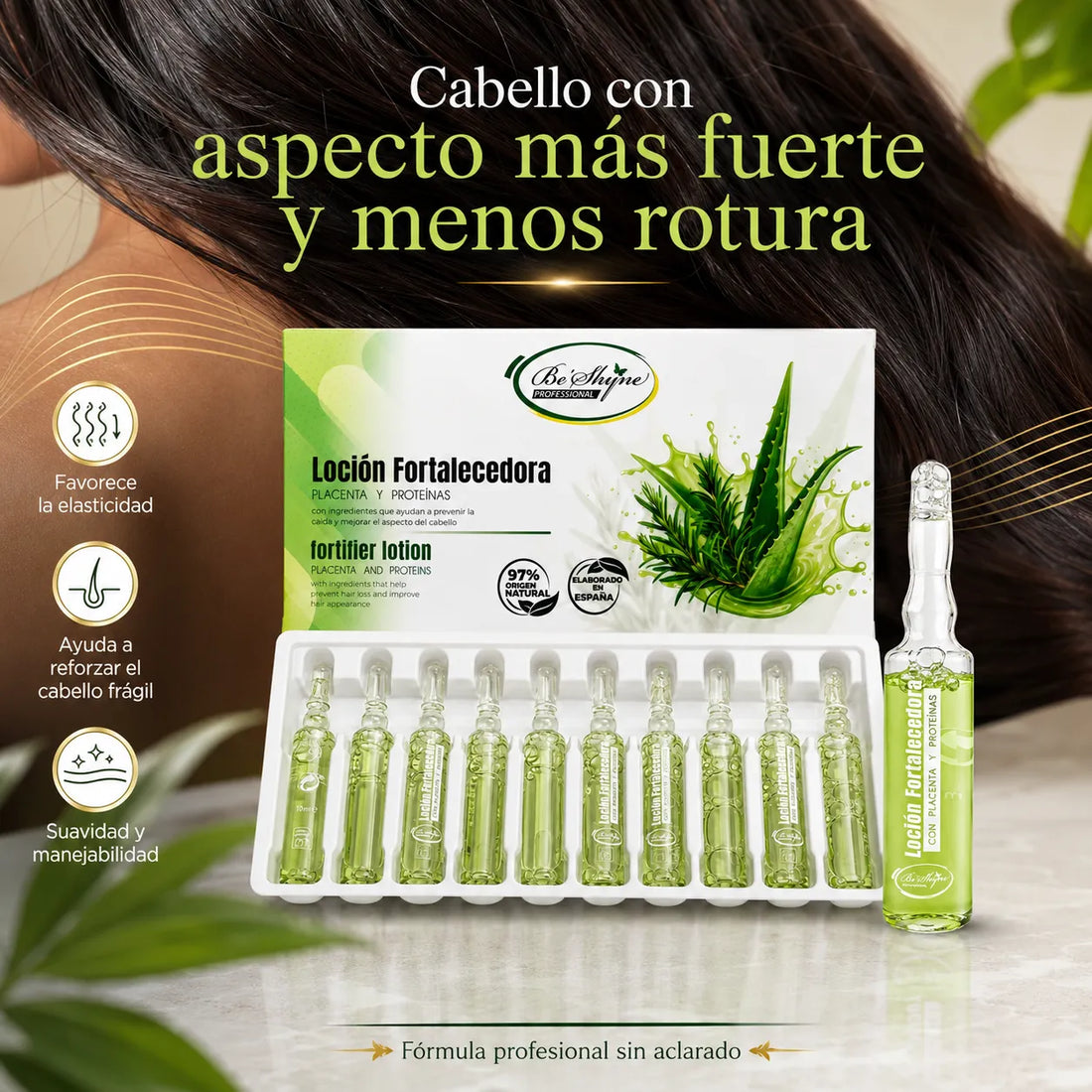 Beshyne – Loção fortalecedora capilar de uso profissional 10 × 10 ml