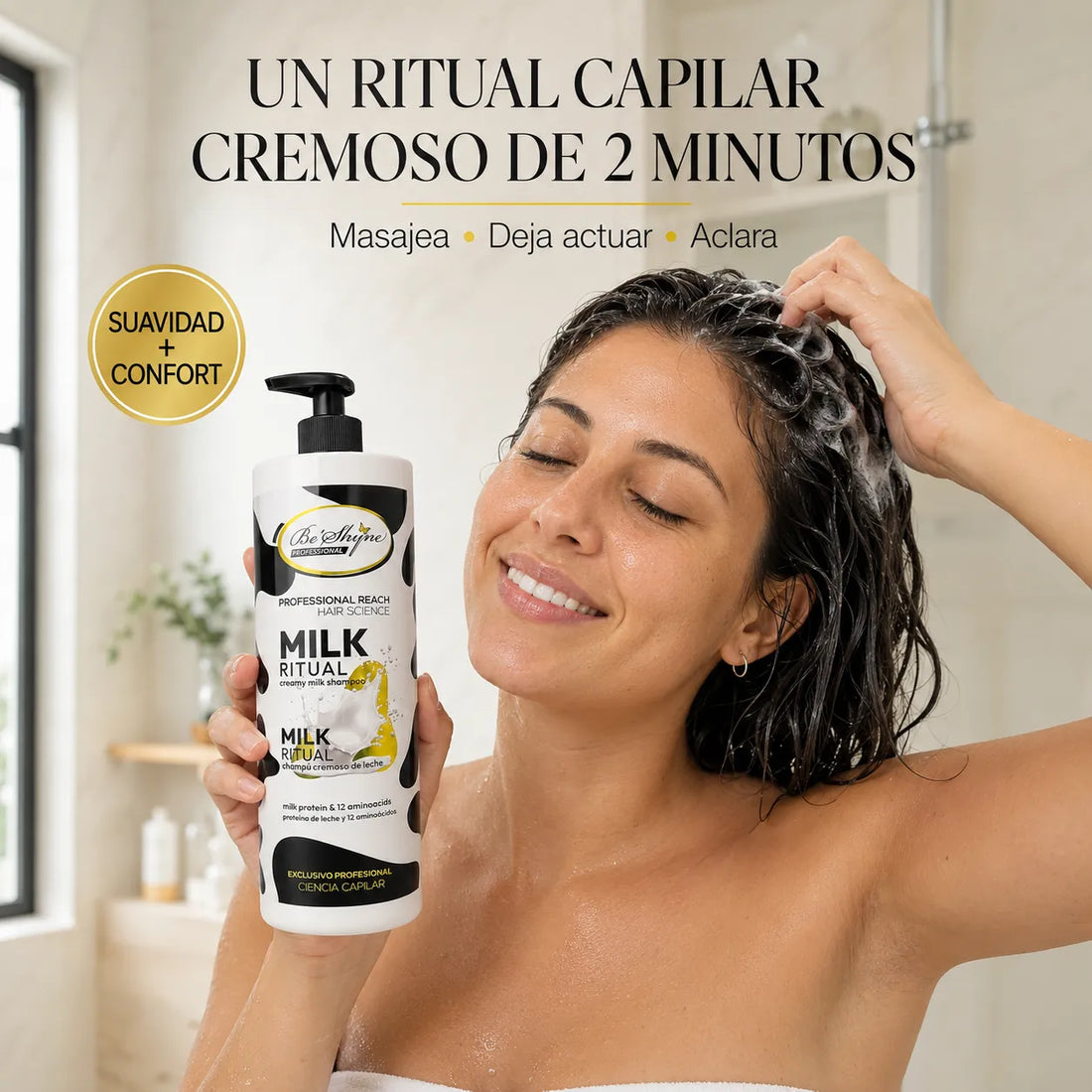 Be'Shyne – Champú acondicionador Milk Ritual para suavidad y equilibrio 1000 ml