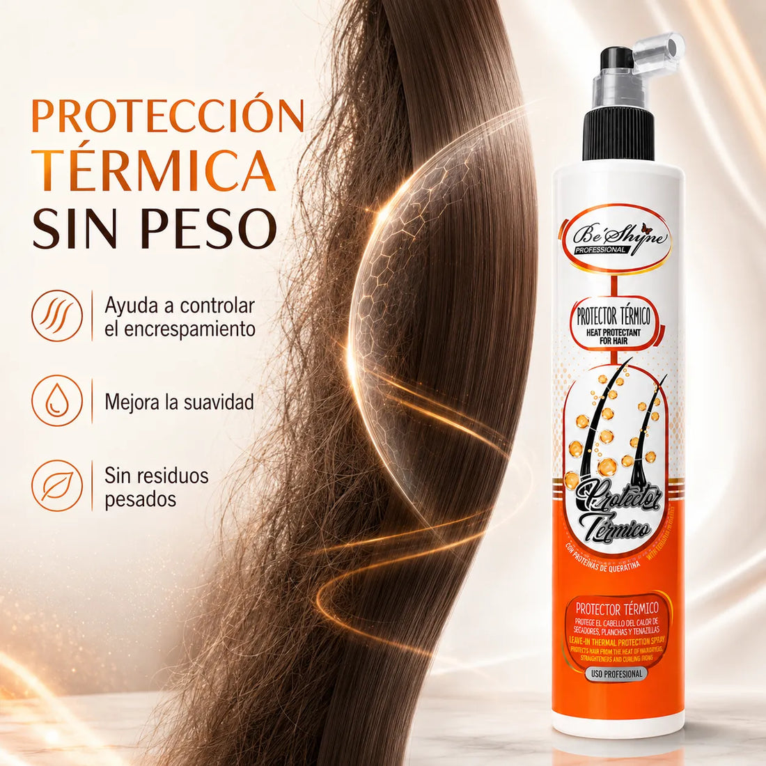 Be'Shyne – Spray Protector Térmico para un Cabello Suave y Manejable 250 ml