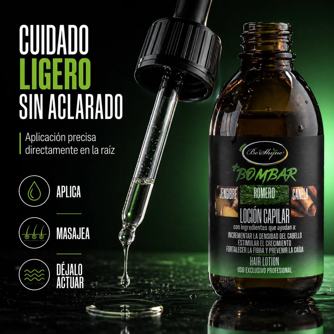 Be'Shyne +Bombar – Loción capilar para cabello con caída 125 ml