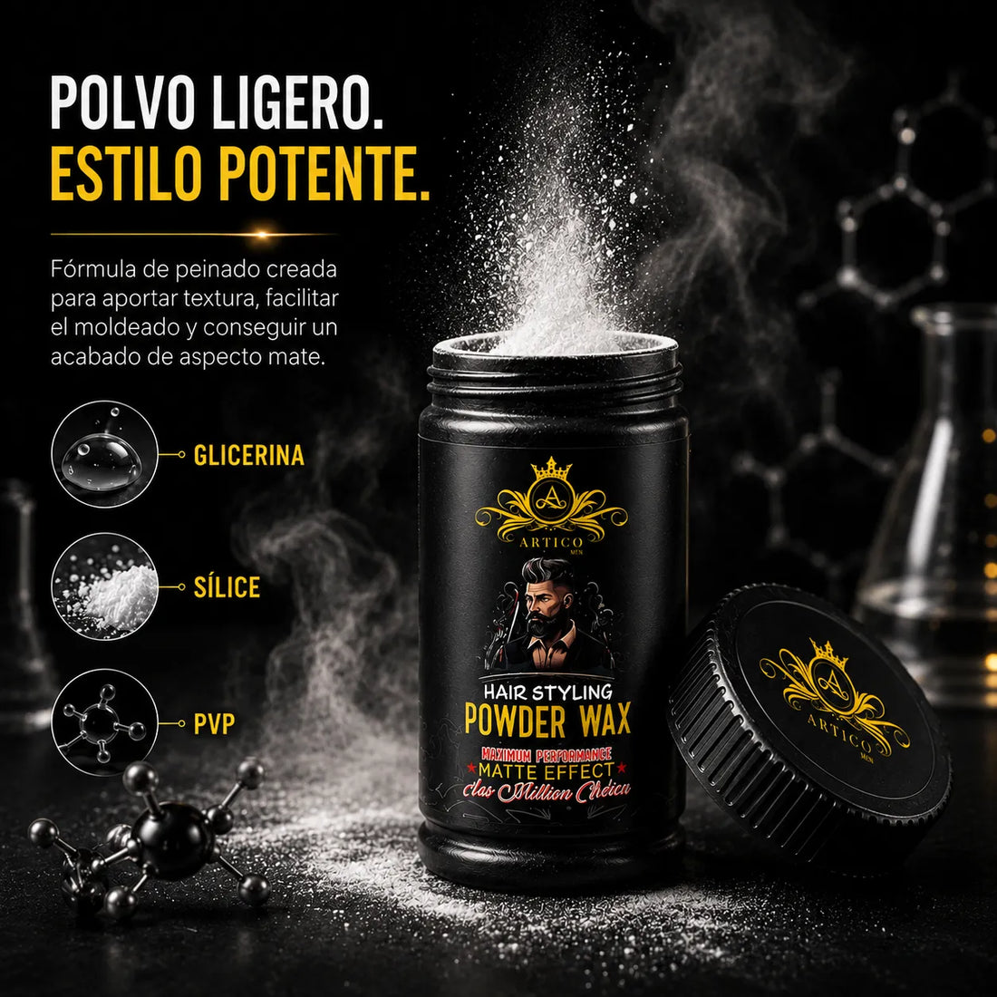 Ártico Men® – Cera en polvo para hombre con acabado mate y volumen 20 g
